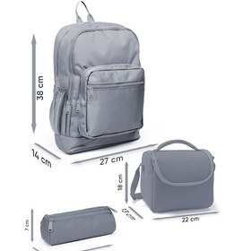 Resim Coral High Kids Renkli Çizgili 3 Lü Okul Çanta Seti Set0123782 Lacivert - Turuncu 