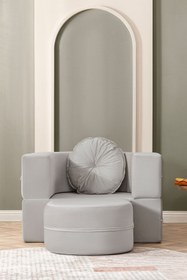 Resim BRANNA HOME Tia Tekli Koltuk & Puf Özellikli & Açılabilir & Tek Kişik Tv Koltuk & Yataklı & Gri 