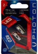 Resim T5 12v W1,2w Kırmızı 3smd Led 2li Blıster 