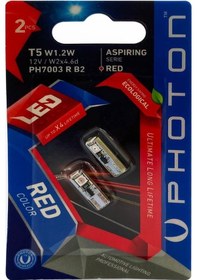 Resim T5 12v W1,2w Kırmızı 3smd Led 2li Blıster 