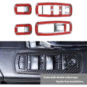 Resim Ruseaao 4 Adet Siyah Karbon Fiber Araba Iç Cam Kaldırma Döşemesi (Yurt Dışından) 