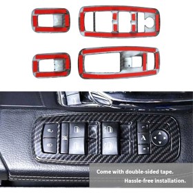 Resim Ruseaao 4 Adet Siyah Karbon Fiber Araba Iç Cam Kaldırma Döşemesi (Yurt Dışından) 