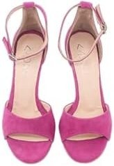 Resim Design Kadın Fuşya Suet Tokalı Ince Topulu Sandalet Pinky-1 