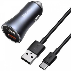 Resim BASEUS 40W Çift USB Girişli Araç Şarj Başlığı ve 1 MT 5A USB Type C Kablo Şarj Aleti 