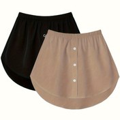 Resim Düğmeli Ön Elastik Bel Etek 2 Paket, Yaz için Rahat Düz Renkli Kıvrımlı Hem Mini Etek, Kadın Giyim 