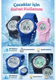 Resim Captiva Digital 3 Atm Suya Dayanıklı Işık+alarm+kronometre+takvimli Çoçuk Kol Saati Cp.ml.002s3 Pembe 