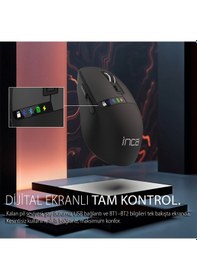 Resim Iwm-512rs Led Ekranlı Şarjlı Kablosuz Optik Mouse Çoklu Bağlantı Desteği Bluetooth 5.0 2.4g Sessiz Iwm-512rs 