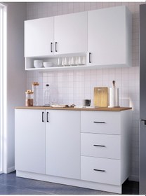Resim Aster Mutfak Dolabı Alt Üst Modül 135cm Çekmeceli Tezgah Dahil Beyaz 