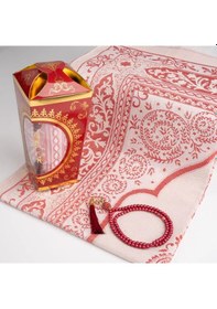 Resim Ramazan Feneri Tesbih + Seccade Seti Kraft Asetat Kutu, Bordo Bordo 65 X 100 Cm 