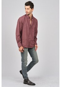 Resim De Leone Erkek Uzun Kollu Yün Apre Gömlek 0171108 Bordo Bordo 
