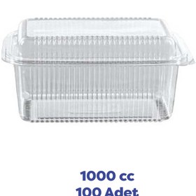 Resim TiriStore Kapaklı 1000 cc Yüksek Kapak Sızdırmaz Plastik Kap 100 Adet 