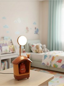 Resim Home Çok Fonksiyonlu Kalemtraş Ve Kalemlikli Masa Ve Gece Lambası Kablosuz Şarj Edilebilir[Kahverengi] 