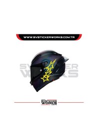 Resim Stars Yıldız Sticker Kask Sticker Kasklar Uyumlu Tek Yön 1 Adet Sarı 