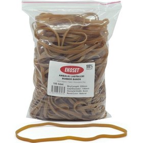 Resim Ekoset 220X5Mm Geniş Kauçuk Paket Ambalaj Kasa Lastiği 100 Adet 