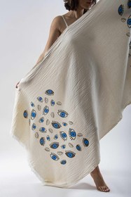 Resim Müslin Karışık Göz Desenli Peştemal - 90x180 