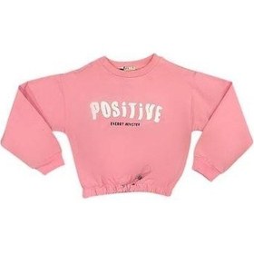 Resim Kız Çocuk Positive Baskılı Sweatshirt-14230 Neon Pembe 