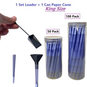Resim Sigara Aleti Yükleme Hunisi Yardımı 2 Adet Karışık Set, 100 Çubuk/50 Çubuk Her Kova Kral Boyu Konik Yavaş Yanma + Bir Plastik Konik Huni Seti, Yavaş Yanma, Kokusuz, Erkekler ve Kadınlar İçin Uygun, Tatil Hediyeleri İçin Mükemmel! 