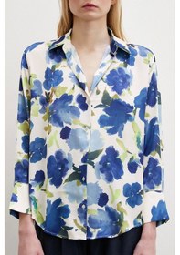 Resim Never More Çok Renkli Çiçek Desenli Gömlek Mavi 