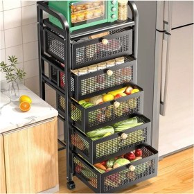 Resim Trendesk 4 Katlı Metal Siyah Çekmeceli Patates Soğan Sebze Meyve Sepeti Sebzelik 1002-CN 