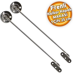 Resim Badem10 Kalkar Kapak Makası Frenli Dolap Çekmece Metal 25 cm Sessiz Açma Kapama Amortisör Piston Nikel Bar (1 Çift) 