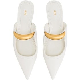 Resim Jw Pei Helena Pierced Mules Claret Red Vegan Deri Topuklu Terlik, Şık Ve Rahat Tasarım Beyaz 