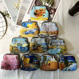 Resim 1/2 adet Kız Çocukları için Van Gogh'un Rhone Nehri'ndeki Yıldızlı Gece Desenli Mini Bozuk Para Cüzdanı, Dekorasyon Aksesuarları Tatil Hediyeleri (Desenin Konumu Rastgele) 