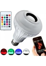 Resim Bluetooth Led Ampul Hoparlör Kumandalı Kablosuz Ses Bombası RGB 