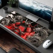 Resim Büyük Dayanıklı Polyester Samurai Savaşçısı ve Ejderha Tasarımı Fare Ped - Ofis ve Oyun için Kauçuk Taban - Noel, Doğum Günü ve Tatil Hediyesi için İdeal 