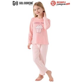Resim Roly Poly Premium Garson Kız Çocuk Pop Corn Cınema Time Uzun Kollu Kadife Pijama Takım Pembe 
