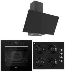 Resim Ferre BLACK PLUS SERİSİ 3LÜ CAM ANKASTRE SET (QBL63CS-S2140-D077) 