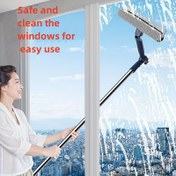 Resim 1 adet 5'li Uzatılabilir Pencere Temizleme Fırçası - Çizik Olmayan Bıçaklı - İç ve Dış Cam Temizliği için Güvenli Dönen Baş - Squeegee ve Groove Gap Fırçası Dahil - Ev Kullanımı İçin İdeal - Oturma Odası, Yatak Odası, Banyo, Mutfak, Patio 