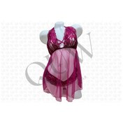 Resim Mor Tüllü Ve Sütyenli Fantezi Gecelik - Quw50-1009-08 