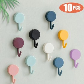 Resim 10 adet Renkli Plastik Duvar Askısı - Güçlü Yapıştırıcı, Anahtarlar için Kaymaz Kullanım Askıları, Banyo, Yatak Odası, Kapı Organizasyonu için Su Geçirmez Dikişsiz Tasarım, Kolay Kurulum, Banyo Organizasyonu | Modern Duvar Askıları | Dayanıklı Plastik Askılar, Banyo için Duvar Askıları, Kullanım Askıları 