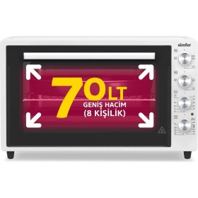 Resim Simfer 7062 Beyaz 70 Lt Turbo Fan Piliç Çevirme Mini/midi Fırın - Multi Fonksiyon, Yoğurt Yapma, Buz Çözme & Çift Cam 