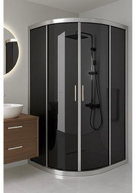 Resim Duşakabin Füme Temper Cam Elegant Seri Oval Krom Profil - Yükseklik: 190 Cm Krom 