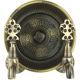 Resim FKN İkili Hamam Taslı Antik Osmanlı Musluk 