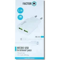 Resim Factor-M FM-101 Micro USB Ev Seyahat Şarjı 