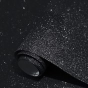 Resim 1 Rulo Siyah Glitter Temas Kağıdı - Parıltılı Kendinden Yapışkanlı Peel & Stick Duvar Kağıdı - Oda ve Dolap DIY Dekorasyonu için Mükemmel, Kolay Uygulama, Oda Dekorasyonu | Parıltılı Duvar Kağıdı | Parlak Bitirme 