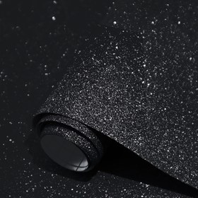 Resim 1 Rulo Siyah Glitter Temas Kağıdı - Parıltılı Kendinden Yapışkanlı Peel & Stick Duvar Kağıdı - Oda ve Dolap DIY Dekorasyonu için Mükemmel, Kolay Uygulama, Oda Dekorasyonu | Parıltılı Duvar Kağıdı | Parlak Bitirme 