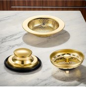 Resim Willowhaven Golden 1 Adet Paslanmaz Çelik 3'lü Mutfak Lavabo Filtresi Tıkanma Önleyici Delikli Süzgeç 