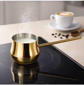 Resim Gold Paslanmaz Çelik Kahve Cezvesi Mini Sütlük Sosluk Çikolata Eritme Cezvesi 