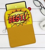 Resim Bk Gift Gift Pop Art Tasarımlı Taşınabilir Koruyucu Tablet Kılıfı & Organizer Çanta - Sarı-4 