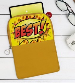 Resim Bk Gift Gift Pop Art Tasarımlı Taşınabilir Koruyucu Tablet Kılıfı & Organizer Çanta - Sarı-4 