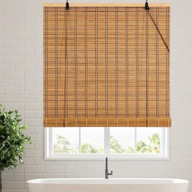 Resim Gizlilik Koruma Özellikli %100 Bambu Romalı Perde, Işık Filtreleyen Dikey Yapraklar, Mutfak veya Yemek Odası için Kolay Kurulum, Retro Tarz Kordonlu Pencere Tedavisi, Işık Filtreleyici Gölgeler | Rustik Ev Aksesuarı | Bambu Malzeme, Bambu Dekor 