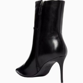 Resim Black Suede Studio Elodie 80 Siyah Deri Sivri Burun, Tokalı Fermuarlı El Yapımı Zarif Bilekte Topuklu Çizme 