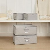 Resim 4'lü Gri Balıksırtı Hurç Set 2 Adet 30 X 22 X 18 / 2 Adet 52 X 28 X 21 Cm Ocean Home Textile