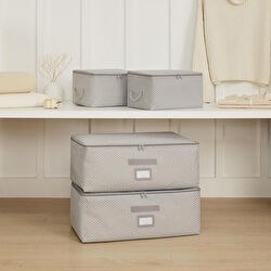 Resim 4'lü Gri Balıksırtı Hurç Set 2 Adet 30 X 22 X 18 / 2 Adet 52 X 28 X 21 Cm 