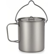 Resim Mufunye Titanyum Korozyona Dayanıklı Tencere 750ml, Hafif Ve Dayanıklı, Ev Ve Doğa Kamp, Yürüyüş İçin Gümüş 