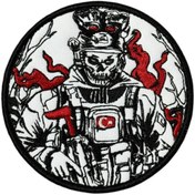 Resim Ex Patch Beyaz Zemin Alevli Avcı Asker Arması Patch 9 Cm 