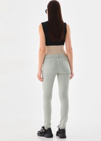 Resim MEGHAN L.A Kadın Hamile Kot Pantolon Esnek Karın Bantlı Beli Ayarlanabilir Yeşil 
